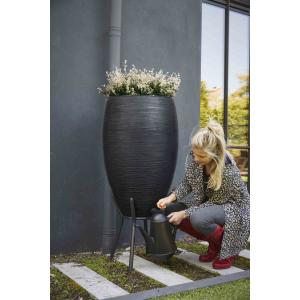 Capi Nature Rib regenton zwart 130 liter met plantenbak