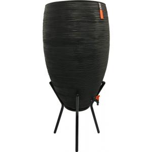 Capi Nature Rib regenton zwart 130 liter met plantenbak