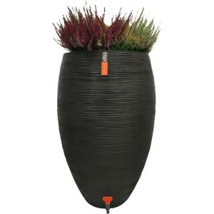 Capi Nature Rib regenton zwart 130 liter met plantenbak